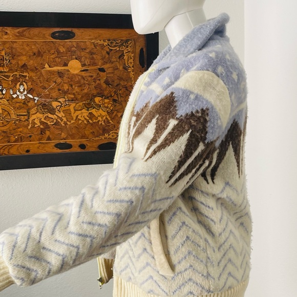 Vintage Woolrich Blue and Brown Wool Sweater - Picture 5 of 7